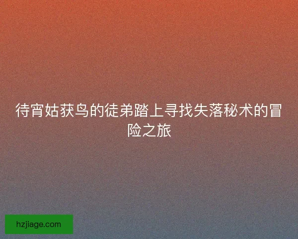 待宵姑获鸟的徒弟踏上寻找失落秘术的冒险之旅